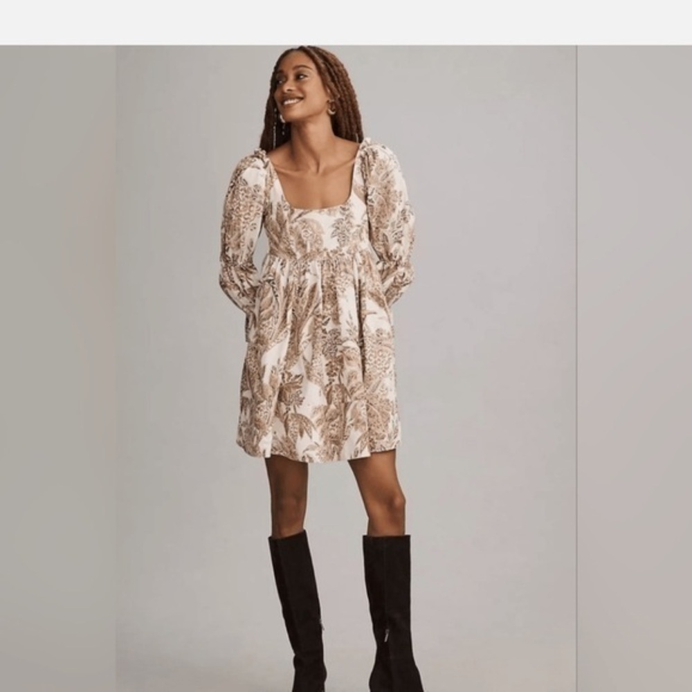 Pilcro Paisley, corduroy, baby doll Long Sleeve Dress